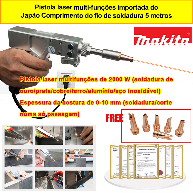 Pistola láser multifunción de 2000 W (soldadura de oro/plata/cobre/hierro/aluminio/acero inoxidable) 0-10 mm de grosor de costura (soldadura/corte en una sola pasada)